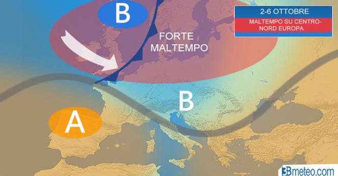 Meteo Europa: maltempo in arrivo sulla parte centro-settentrionale