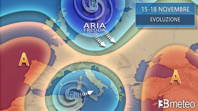 Meteo evoluzione 15-18 novembre Europa-Italia