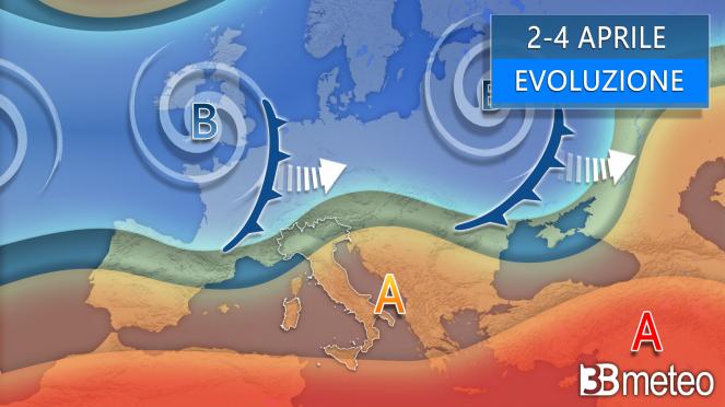 Weather evolution between April 2nd and 4th