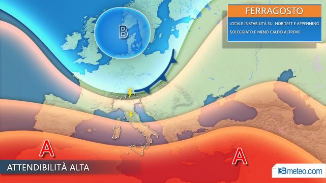 Meteo Ferragosto, locale instabilità su Nordest e Appennino centrale. Soleggiato e meno caldo altrove