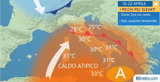 Meteo Italia. caldo fino a 22 aprile
