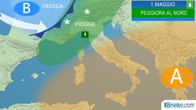 Meteo Italia: 1 Maggio piogge in arrivo al Nord, bello prevalente al Centrosud