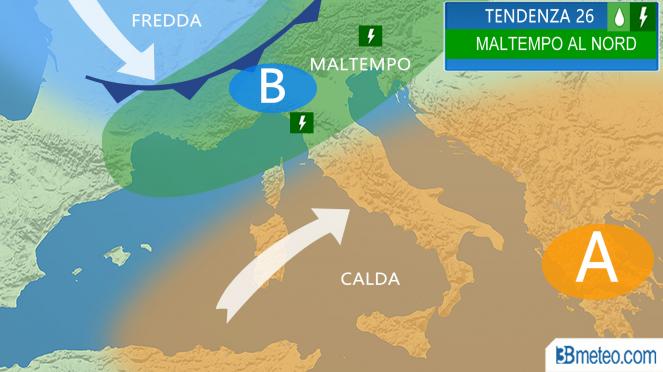 Meteo Italia: 26 Aprile maltempo al Nord