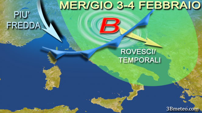 Meteo Italia 3-4 Febbraio: veloce perturbazione tra il 3 ed il 4 Febbraio