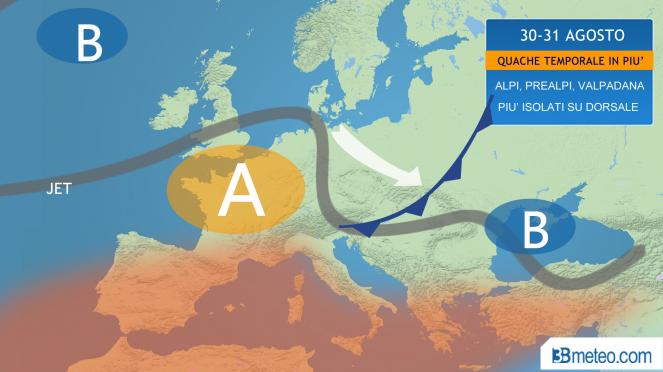 Meteo italia, 30-31 agosto con qualche temporale in più
