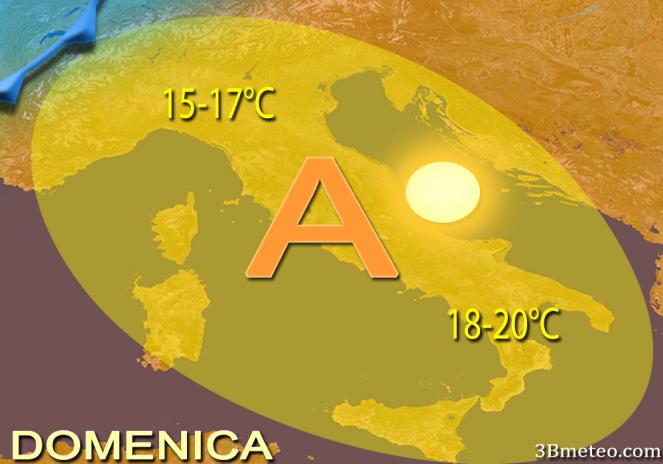Meteo Italia: anticiclone e mitezza domenica