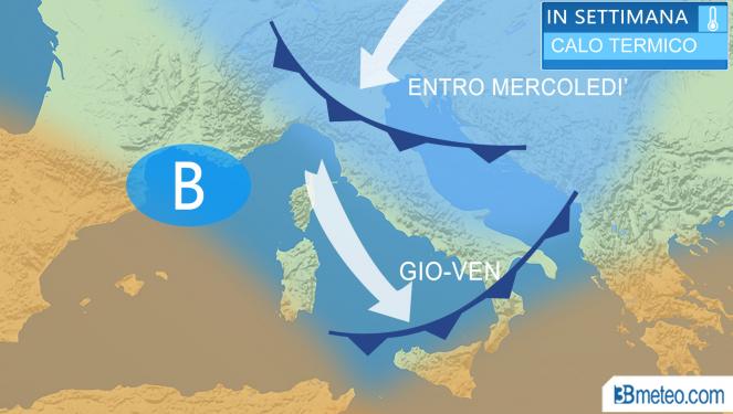 Meteo Italia: aria più fresca in arrivo in settimana