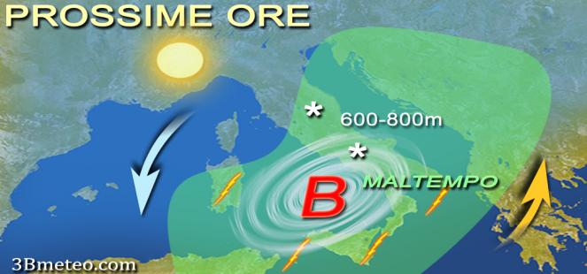 Meteo Italia: ciclone con maltempo nelle prossime ore