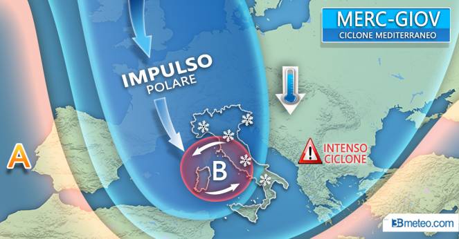 Meteo Italia: ciclone mediterraneo tra mercoledì e giovedì