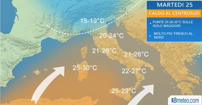 Meteo Italia: da lunedì impennata termica al Centrosud, i valori previsti