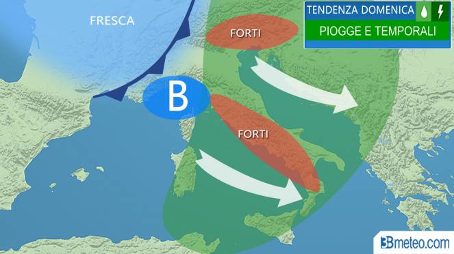 Meteo Italia: domenica maltempo verso il Centrosud