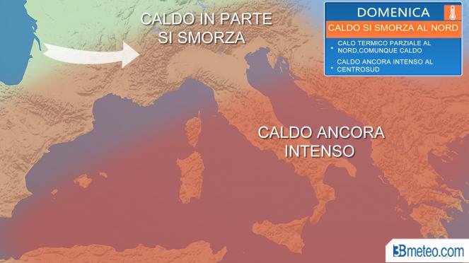 Meteo Italia: domenica parziale smorzamento del caldo