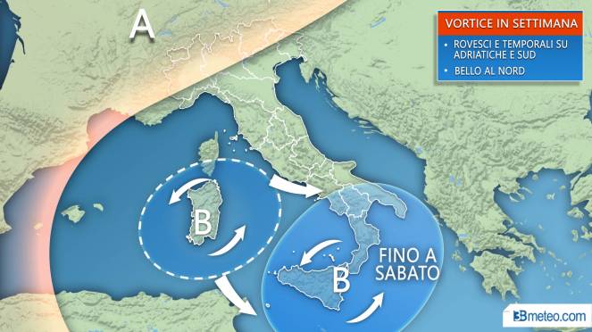 Meteo Italia: evoluzione del vortice