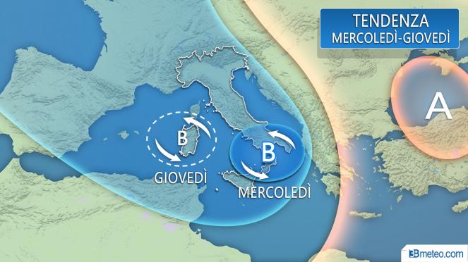 Meteo Italia: evoluzione mercoledì-giovedì
