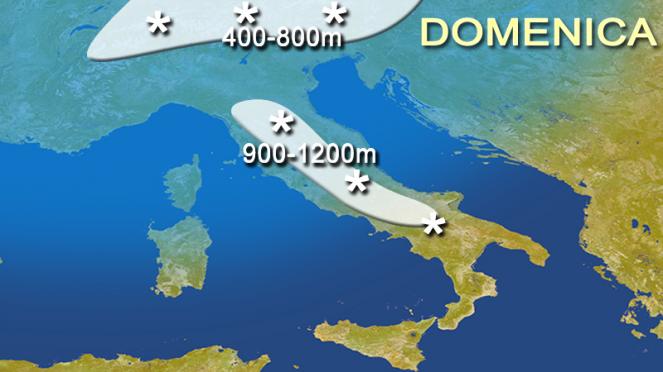 Meteo Italia: focus neve domenica