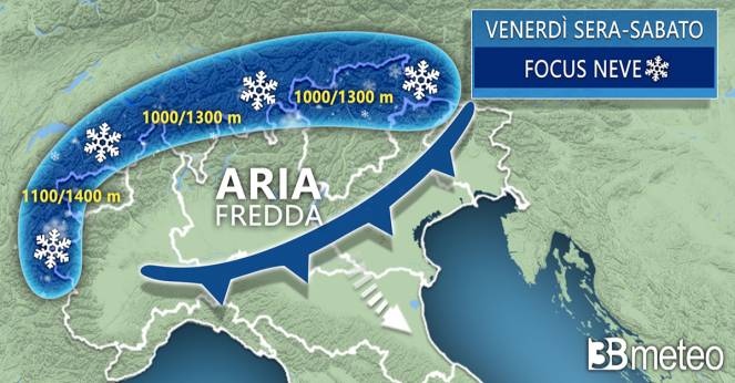 Meteo Italia: focus neve tra venerdì e sabato
