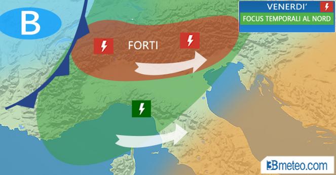 Meteo Italia: focus temporali al Nord venerdì