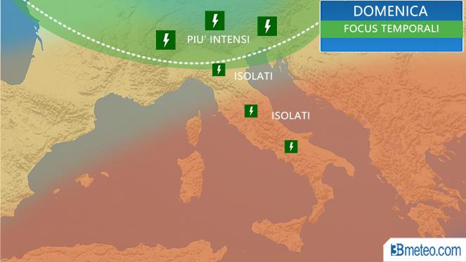 Meteo Italia: focus temporali domenica