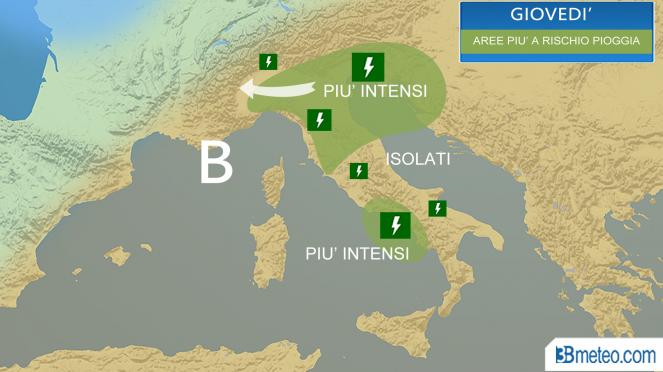 Meteo Italia: focus temporali giovedi