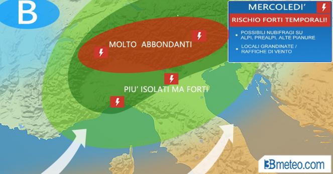 Meteo Italia: focus temporali mercoledì
