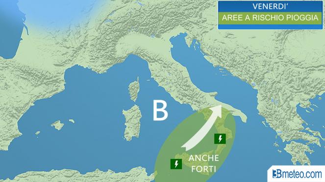 Meteo Italia: focus temporali venerdì