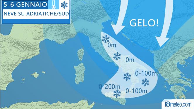 Meteo Italia: gelo e neve in arrivo, mappa regioni coinvolte
