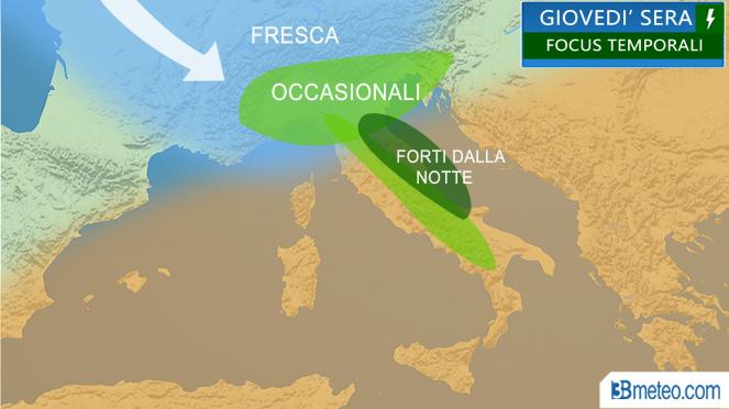 Meteo Italia giovedì: focus sulla sera