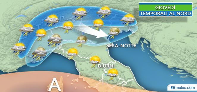 Meteo Italia, giovedì tornano piogge e temporali al Nord