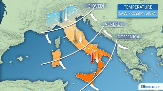 Meteo Italia: graduale calo termico nel corso della settimana