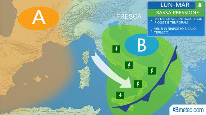 Meteo Italia: instabile con piogge e temporali al Centrosud