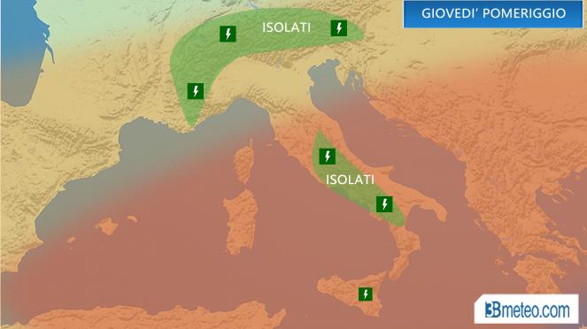 Meteo Italia: isolati temporali nelle prossime ore