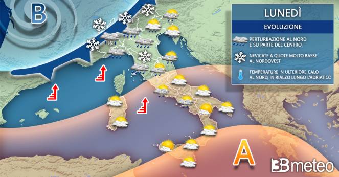 Meteo Italia: la previsione per lunedì