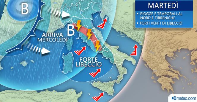 Meteo Italia: la previsione per martedì