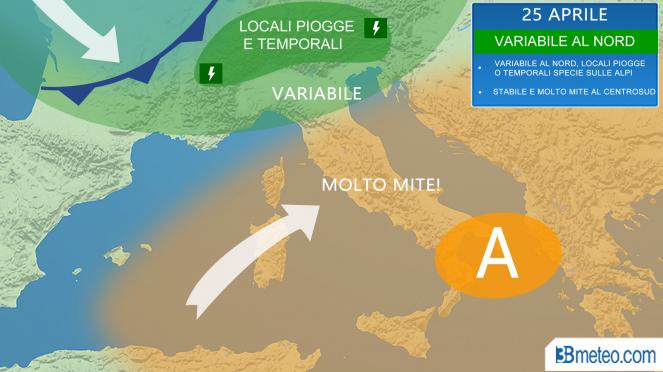 Meteo Italia: la situazione attesa il 25 Aprile