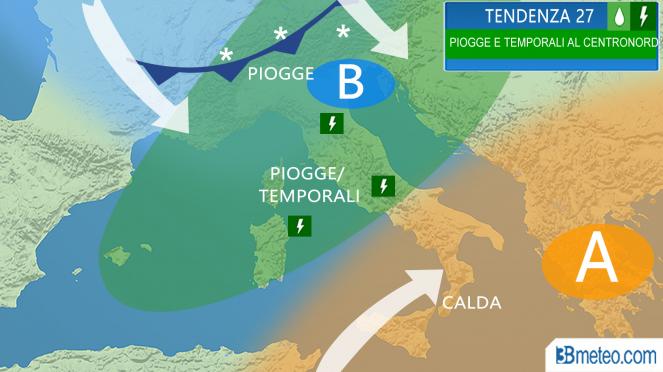 Meteo Italia: la situazione prevista giovedì 27