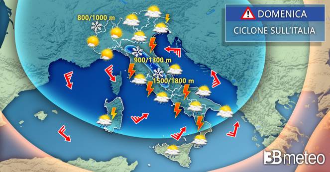 Meteo Italia: la situazione prevista per domenica