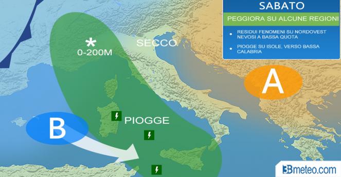 Meteo Italia: la situazione prevista sabato
