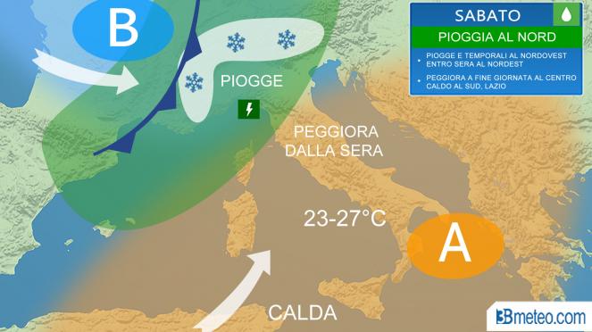Meteo Italia: la situazione prevista sabato