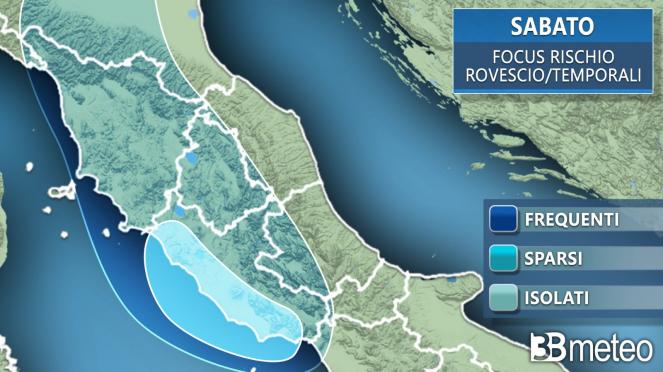 Meteo Italia: le aree a rischio pioggia sabato
