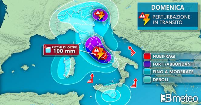 Meteo Italia: le precipitazioni previste domenica 25 settembre