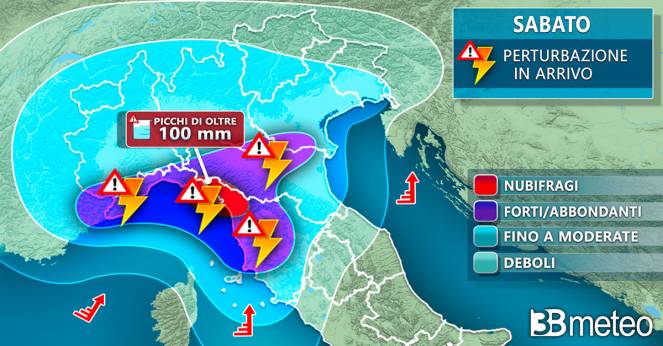 Meteo Italia: le precipitazioni previste sabato 24 settembre