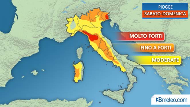 Meteo Italia: le regioni a rischio forti piogge