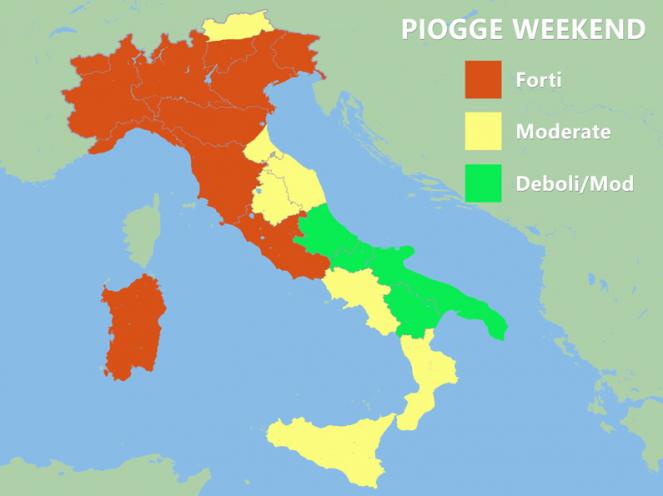 Meteo Italia: le regioni più coinvolte dal maltempo nel weekend