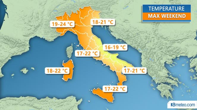 Meteo Italia: le temperature massime previste nel weekend