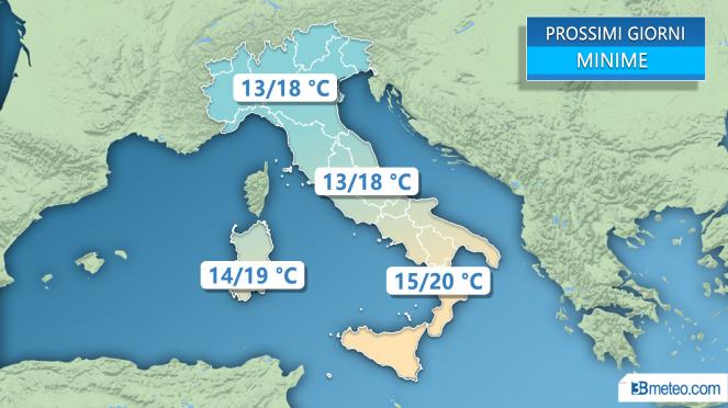 Meteo Italia: le temperature minime attese nei prossimi giorni