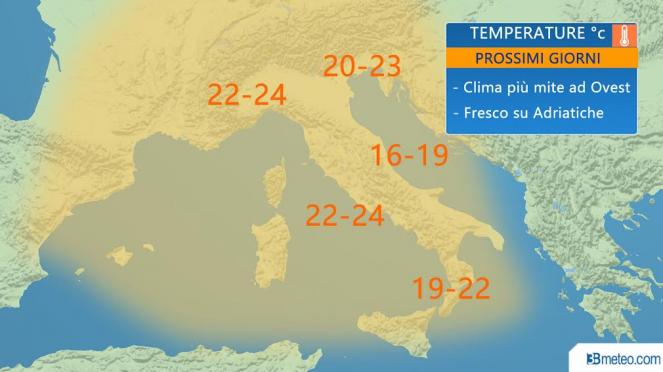 Meteo Italia: le temperature previste nei prossimi giorni