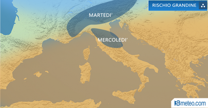 Meteo Italia: le zone a maggior rischio grandine