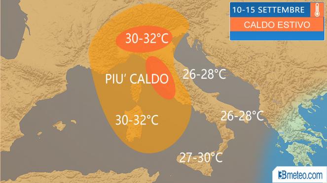 Meteo Italia: le zone più calde tra il 10 e il 15 settembre