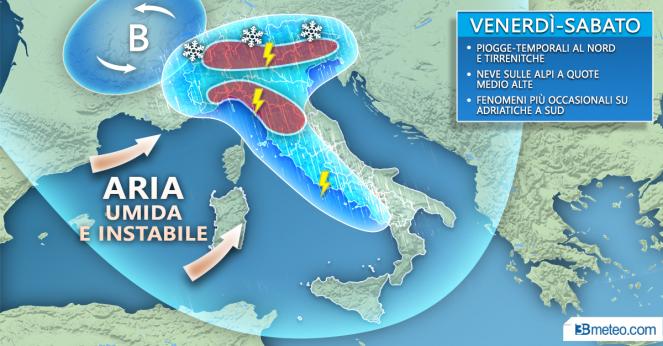Meteo Italia: le zone più colpite dal maltempo tra venerdì e sabato