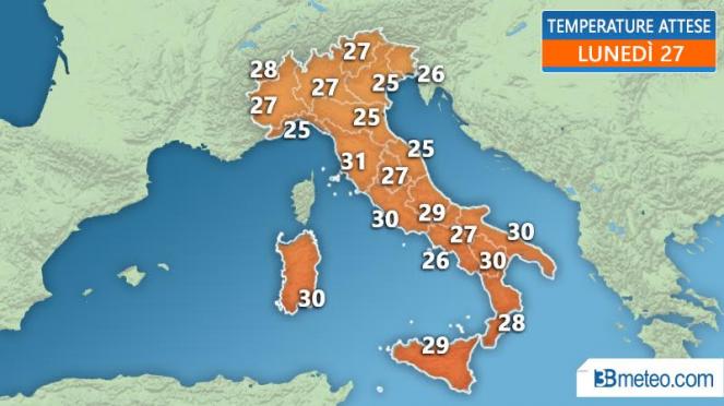 Meteo Italia: lieve calo delle temperature dal weekend